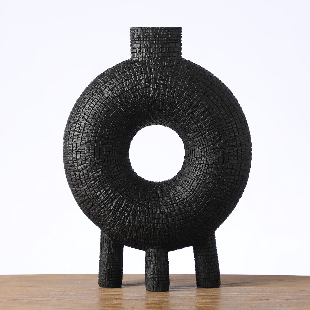 Βάζο Ανάγλυφο Polyresin Μαύρο ESPIEL 30x8,5x40,5εκ. FIK