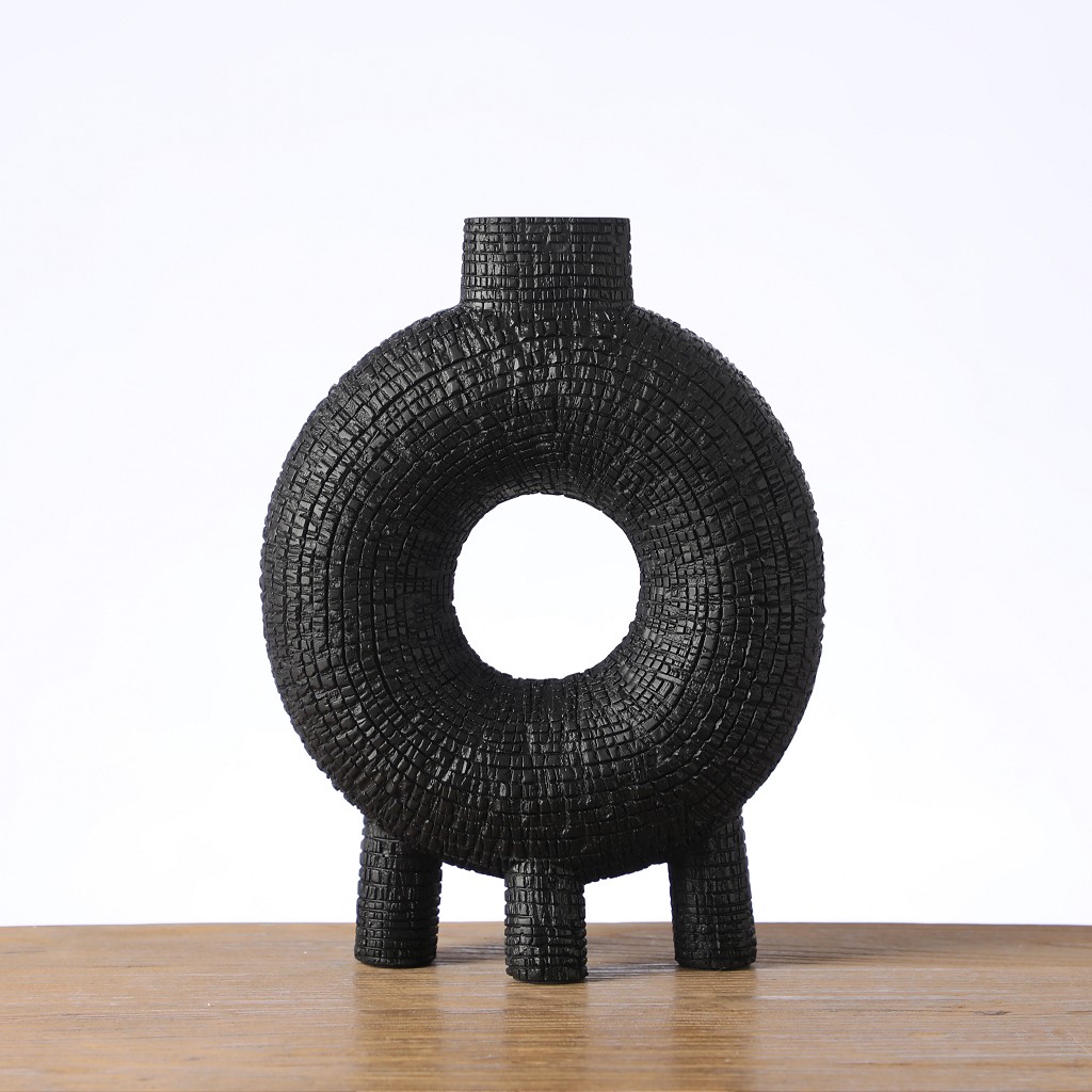 ESPIEL - ΣΗΜΑΝΤΙΚΟ: Σε περίπτωση διαφοράς τιμής από το κατάστημα ισχύει παντα και μόνο η τιμή του καταστήματος Βάζο Ανάγλυφο Polyresin Μαύρο ESPIEL 24x8x32εκ. FIK424