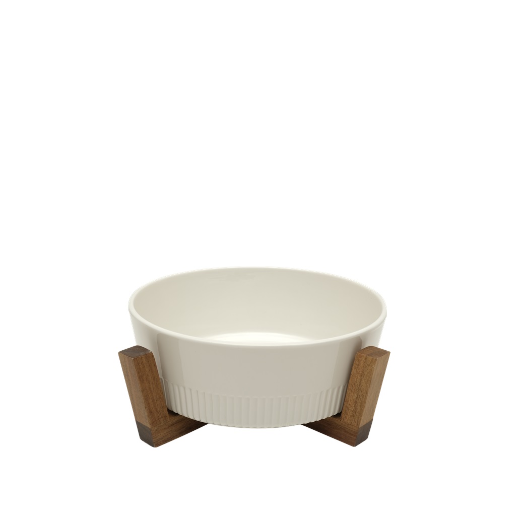 Σαλατιέρα-Πυρίμαχο Πορσελάνης-Ξύλινη Ακακίας Λευκό-Natural 23x23x8εκ. ESPIEL YUB103 (Υλικό: Ξύλο, Χρώμα: Λευκό) - ESPIEL - YUB103
