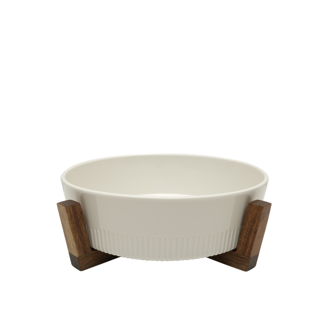 Σαλατιέρα-Πυρίμαχο Πορσελάνης-Ξύλινη Ακακίας Λευκό-Natural 28x28x8εκ. ESPIEL YUB104 (Υλικό: Ξύλο, Χρώμα: Λευκό) - ESPIEL - YUB104