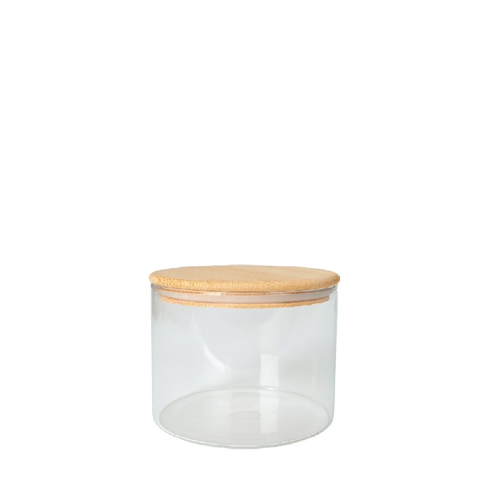 Δοχείο Κουζίνας Γυάλινο Με Καπάκι Bamboo 350ml-10x7,9εκ. Borosilicate DOP212K6 (Σετ 6 Τεμάχια) (Υλικό: Γυαλί, Χρώμα: Διάφανο ) - ESPIEL - DOP212K6