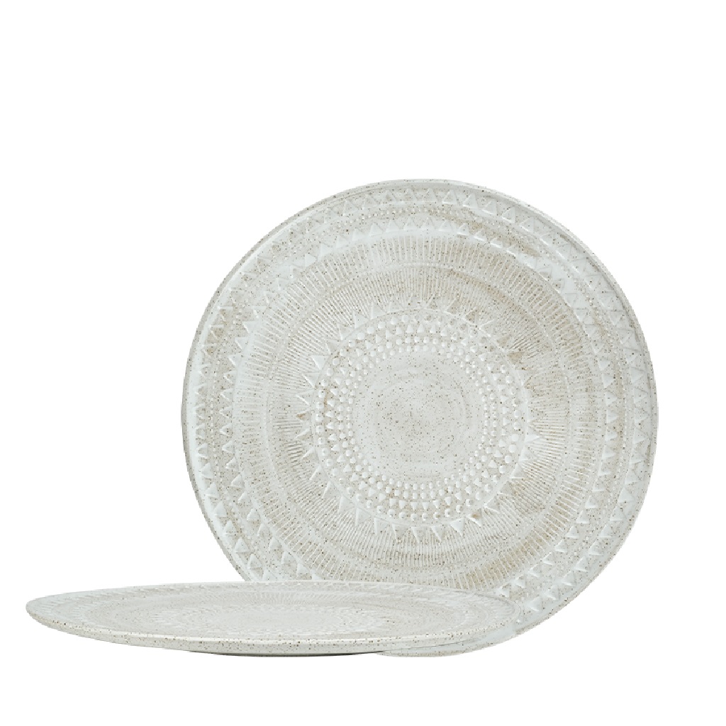 Πιατέλα Σερβιρίσματος Stoneware Ανάγλυφη Aztec White ES