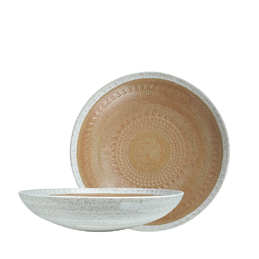 Σαλατιέρα Stoneware Ανάγλυφη Aztec Brown ESPIEL 28,3x6,
