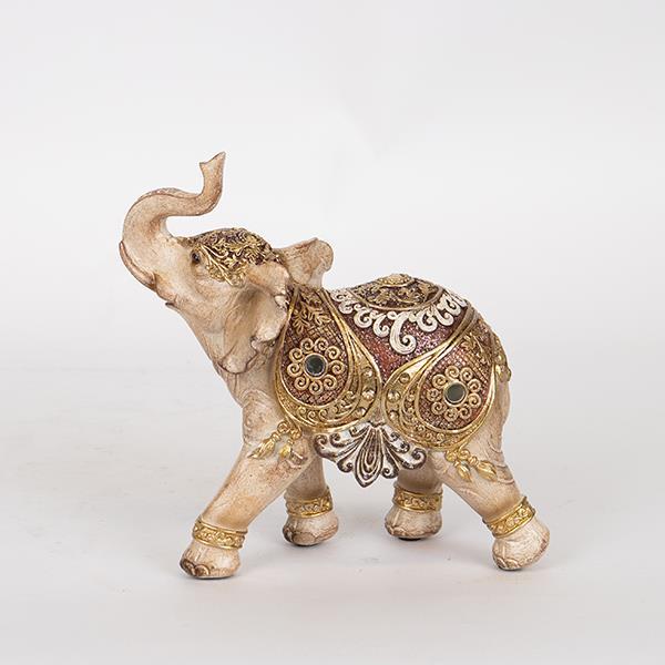 Διακοσμητικό Επιτραπέζιο Ελέφαντας Polyresin Ανοιχτό Καφέ-Χρυσός 18x7,5x18εκ. ESTHETI 752-11557 (Υλικό: Polyresin, Χρώμα: Καφέ) - ESTHETI - 752-11557