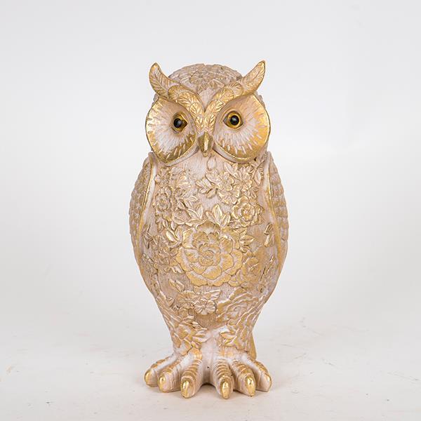 Διακοσμητική Επιτραπέζια Κουκουβάγια Polyresin Γκρι-Χρυ