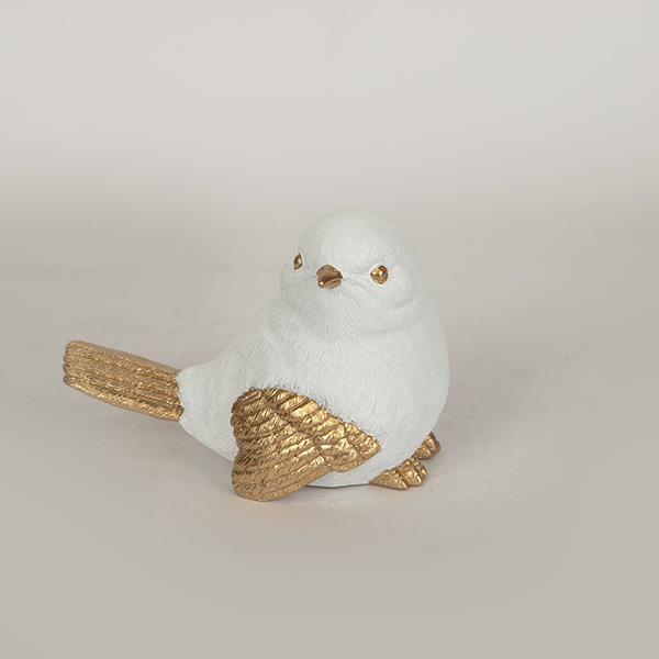 ESTHETI Διακοσμητικό Επιτραπέζιο Πουλί Polyresin Λευκό-Χρυσό 8x14,2x9,9εκ. ESTHETI 752-11596 (Υλικό: Polyresin, Χρώμα: Λευκό) - ESTHETI - 752-11596