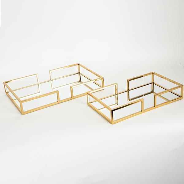 ESTHETI - ΣΗΜΑΝΤΙΚΟ: Σε περίπτωση διαφοράς τιμής από το κατάστημα ισχύει παντα και μόνο η τιμή του καταστήματος Διακοσμητικός Δίσκος Σετ 2τμχ Μεταλλικός Με Καθρέπτη Χρ