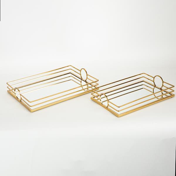 Δίσκος Σερβιρίσματος Σετ 2τμχ Μεταλλικός Με Καθρέπτη Χρ