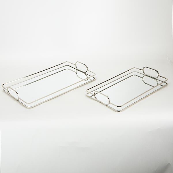 Δίσκος Σερβιρίσματος Σετ 2τμχ Μεταλλικός Με Καθρέπτη Ασ