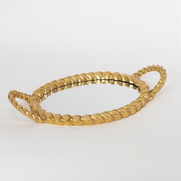 Διακοσμητικά Επιτραπέζια 24home - ΣΗΜΑΝΤΙΚΟ: Σε περίπτωση διαφοράς τιμής από το κατάστημα ισχύει παντα και μόνο η τιμή του καταστήματος Δίσκος Polyresin Με Καθρέπτη Χρυσό 45,5x24x4,8εκ. ESTHE