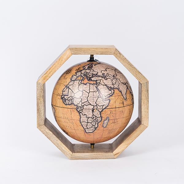 Διακοσμητικά Επιτραπέζια 24home - ΣΗΜΑΝΤΙΚΟ: Σε περίπτωση διαφοράς τιμής από το κατάστημα ισχύει παντα και μόνο η τιμή του καταστήματος Διακοσμητική Επιτραπέζια Υδρόγειος Με Ξύλινη Natural Βά