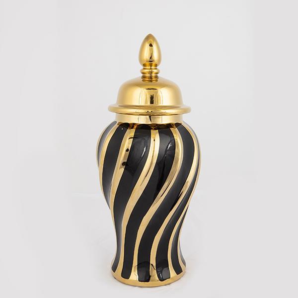 Διακοσμητικά Επιτραπέζια 24home - ΣΗΜΑΝΤΙΚΟ: Σε περίπτωση διαφοράς τιμής από το κατάστημα ισχύει παντα και μόνο η τιμή του καταστήματος Βάζο Με Καπάκι Κεραμικό Χρυσό-Μαύρο 16x16x36,5εκ. ESTHE