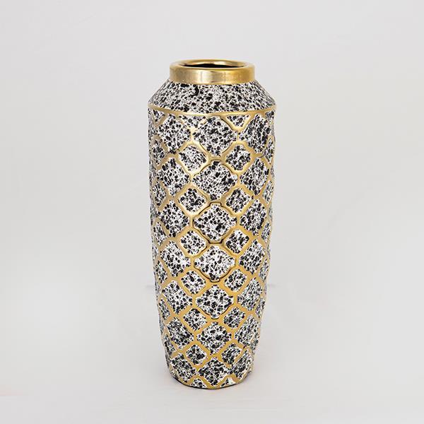 ESTHETI Βάζο Κεραμικό Λευκό-Χρυσό-Μαύρο 12,5x12,5x31εκ. ESTHETI 752-20050 (Υλικό: Κεραμικό, Χρώμα: Λευκό) - ESTHETI - 752-20050