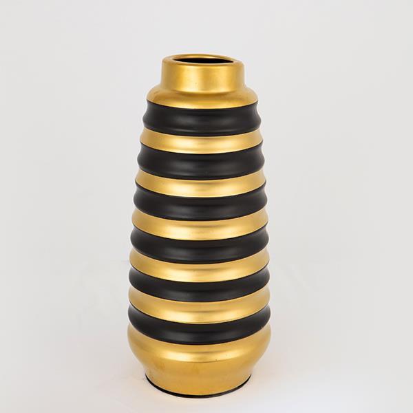 ESTHETI - ΣΗΜΑΝΤΙΚΟ: Σε περίπτωση διαφοράς τιμής από το κατάστημα ισχύει παντα και μόνο η τιμή του καταστήματος Βάζο Κεραμικό Μαύρο-Χρυσό 13,5x13,5x30,5εκ. ESTHETI 752