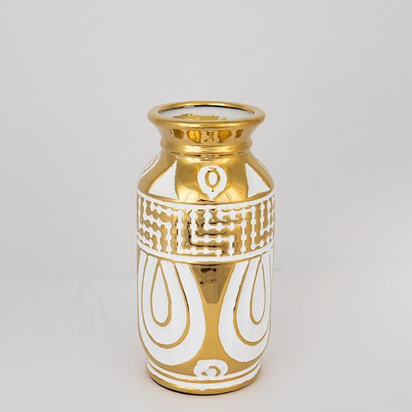 ESTHETI Βάζο Κεραμικό Λευκό-Χρυσό 14x28εκ. ESTHETI 752-20074 (Υλικό: Κεραμικό, Χρώμα: Λευκό) - ESTHETI - 752-20074