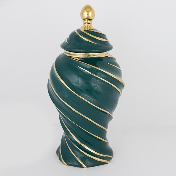 ESTHETI Βάζο Με Καπάκι Κεραμικό Πράσινο-Χρυσό 20x41εκ. ESTHETI 752-20110 (Υλικό: Κεραμικό, Χρώμα: Πράσινο ) - ESTHETI - 752-20110
