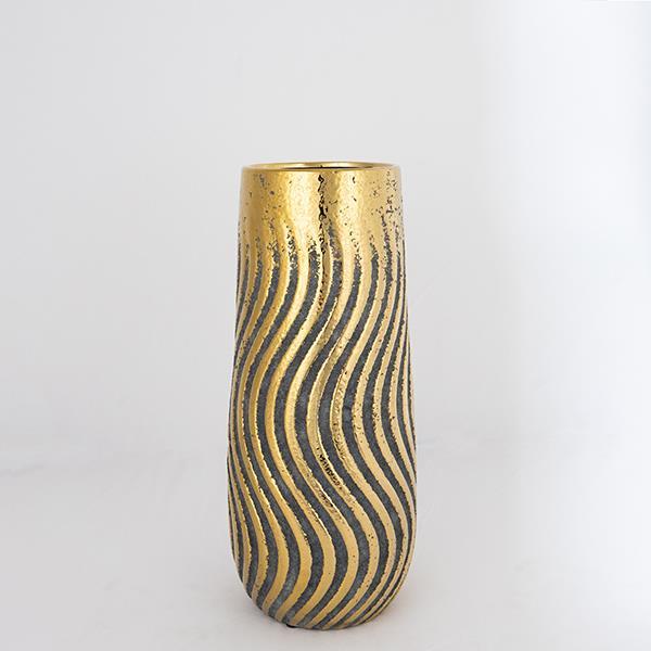 ESTHETI Βάζο Κεραμικό Καφέ-Χρυσό 14,5x4,5x35εκ. ESTHETI 752-20130 (Υλικό: Κεραμικό, Χρώμα: Καφέ) - ESTHETI - 752-20130