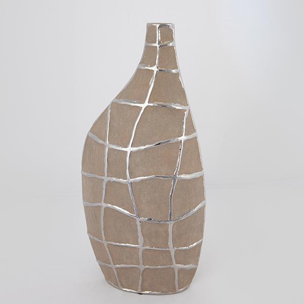 Βάζο Κεραμικό Ασημί-Καφέ 21,5x11,5x45εκ. ESTHETI 752-20