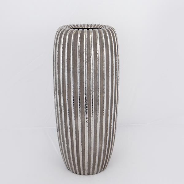 ESTHETI Βάζο Κεραμικό Ασημί-Καφέ 17,5x17,5x39,5εκ. ESTHETI 752-20383 (Υλικό: Κεραμικό, Χρώμα: Καφέ) - ESTHETI - 752-20383