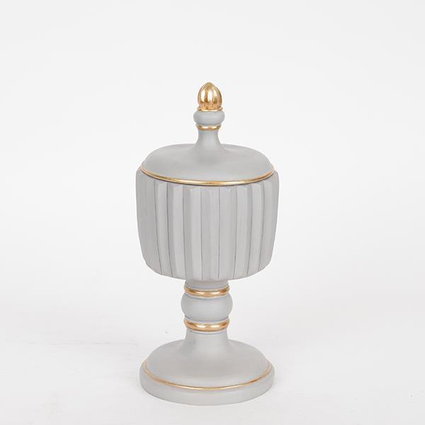 ESTHETI Διακοσμητικό Μπωλ Με Καπάκι Polyresin Γκρι-Χρυσό 9x9x21εκ. 752-21039 (Υλικό: Polyresin, Χρώμα: Γκρι) - ESTHETI - 752-21039