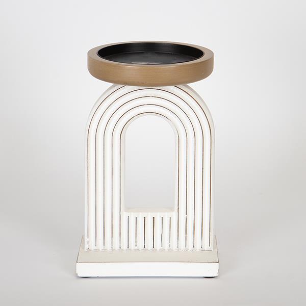 ESTHETI - ΣΗΜΑΝΤΙΚΟ: Σε περίπτωση διαφοράς τιμής από το κατάστημα ισχύει παντα και μόνο η τιμή του καταστήματος Κηροπήγιο Ξύλινο-Μεταλλικό Λευκό 14x12,5x22εκ. ESTHETI