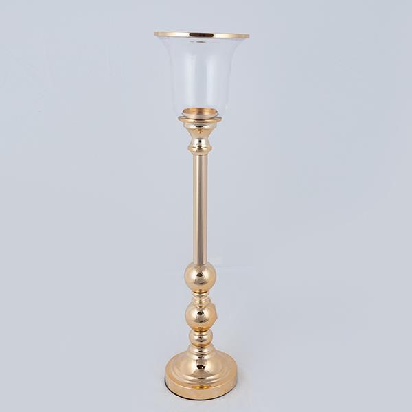 Κηροπήγιο Μεταλλικό-Γυάλινο Χρυσό 15x64εκ. ESTHETI 752-24087 (Υλικό: Μεταλλικό, Χρώμα: Χρυσό ) - ESTHETI - 752-24087