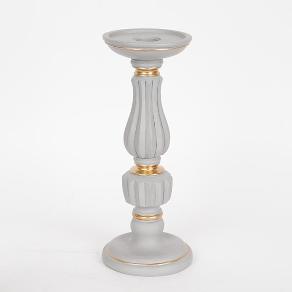 Διακοσμητικά Επιτραπέζια 24home - ΣΗΜΑΝΤΙΚΟ: Σε περίπτωση διαφοράς τιμής από το κατάστημα ισχύει παντα και μόνο η τιμή του καταστήματος Κηροπήγιο Polyresin Γκρι-Χρυσό 10x10x25εκ. ESTHETI 752-