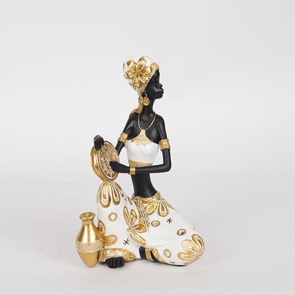Διακοσμητική Επιτραπέζια Γυναικεία Φιγούρα Polyresin Χρυσή-Μαύρη-Λευκή 14x9x22,5εκ. ESTHETI 752-27047 (Υλικό: Polyresin, Χρώμα: Λευκό) - ESTHETI - 752-27047