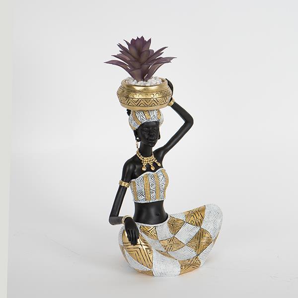 ESTHETI Διακοσμητική Επιτραπέζια Γυναικεία Φιγούρα Polyresin Χρυσή-Μαύρη-Λευκή 17,5x13x24εκ. ESTHETI 752-27065 (Υλικό: Polyresin, Χρώμα: Λευκό) - ESTHETI - 752-27065