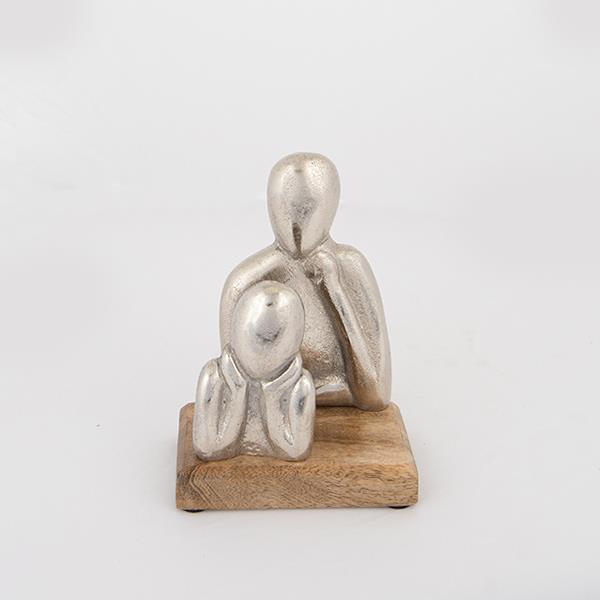 ESTHETI Διακοσμητικό Επιτραπέζιο Φιγούρες Ξύλινο-Μεταλλικό Ασημί-Natural 13x8x18εκ. ESTHETI 752-27123 (Υλικό: Ξύλο, Χρώμα: Ασημί ) - ESTHETI - 752-27123