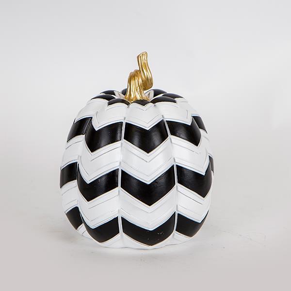ESTHETI Διακοσμητική Κολοκύθα Λευκή-Μαύρη 17,5x17,5x21εκ. ESTHETI 752-28532 (Χρώμα: Λευκό) - ESTHETI - 752-28532