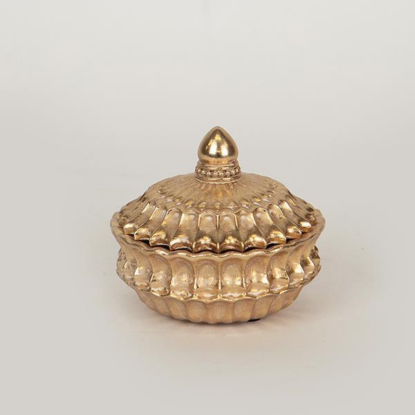 Διακοσμητικά Επιτραπέζια 24home - ΣΗΜΑΝΤΙΚΟ: Σε περίπτωση διαφοράς τιμής από το κατάστημα ισχύει παντα και μόνο η τιμή του καταστήματος Διακοσμητικό Κουτί Με Καπάκι Polyresin Χρυσό 9,7x8εκ. E