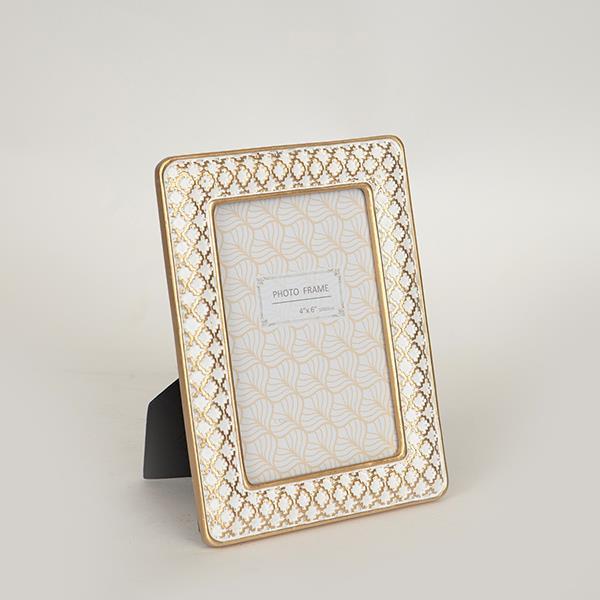 ESTHETI Κορνίζα Polyresin Λευκή-Χρυσή 14,5x1,5x19,5εκ. ESTHETI 756-12010 (Σετ 2 Τεμάχια) (Υλικό: Polyresin, Χρώμα: Λευκό) - ESTHETI - 756-12010