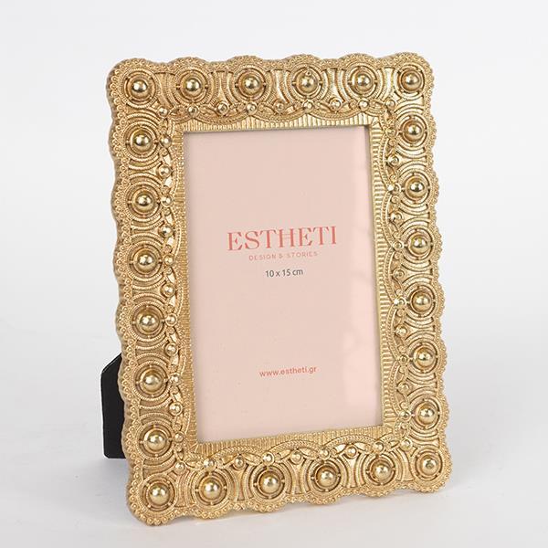 ESTHETI Κορνίζα Polyresin Χρυσό 15x1,5x20,5εκ. ESTHETI 756-12045 (Σετ 2 Τεμάχια) (Υλικό: Polyresin, Χρώμα: Χρυσό ) - ESTHETI - 756-12045