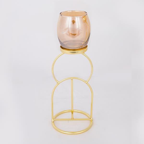 Διακοσμητικά Επιτραπέζια 24home - ΣΗΜΑΝΤΙΚΟ: Σε περίπτωση διαφοράς τιμής από το κατάστημα ισχύει παντα και μόνο η τιμή του καταστήματος Κηροπήγιο Μεταλλικό-Γυάλινο Χρυσό-Μελί 10,5x28εκ. ESTHE