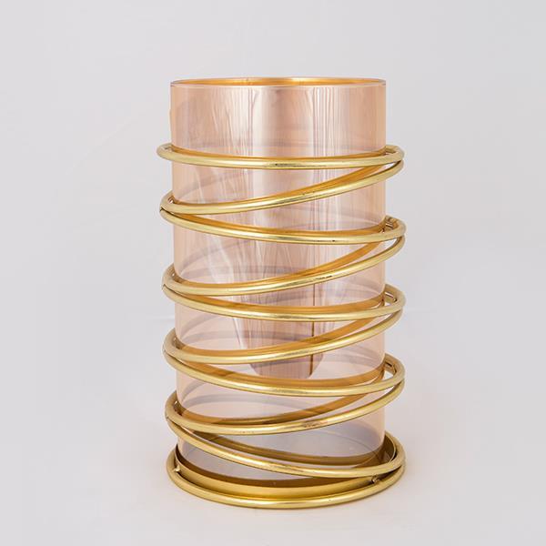 ESTHETI - ΣΗΜΑΝΤΙΚΟ: Σε περίπτωση διαφοράς τιμής από το κατάστημα ισχύει παντα και μόνο η τιμή του καταστήματος Κηροπήγιο Μεταλλικό-Γυάλινο Χρυσό-Μελί 13,5x22,5εκ. EST