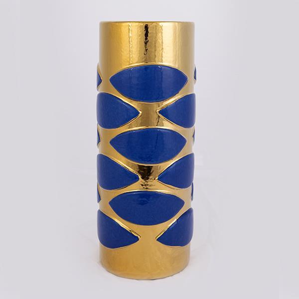 Διακοσμητικά Επιτραπέζια 24home - ΣΗΜΑΝΤΙΚΟ: Σε περίπτωση διαφοράς τιμής από το κατάστημα ισχύει παντα και μόνο η τιμή του καταστήματος Βάζο Κεραμικό Μπλε-Χρυσό 12x26,5εκ. ESTHETI 752-20172 (