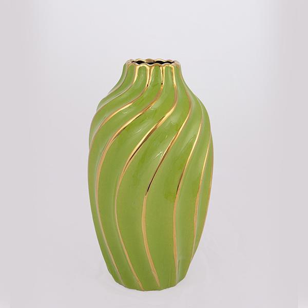 Διακοσμητικά Επιτραπέζια 24home - ΣΗΜΑΝΤΙΚΟ: Σε περίπτωση διαφοράς τιμής από το κατάστημα ισχύει παντα και μόνο η τιμή του καταστήματος Βάζο Κεραμικό Πράσινο-Χρυσό 14x14x24,5εκ. ESTHETI 752-2