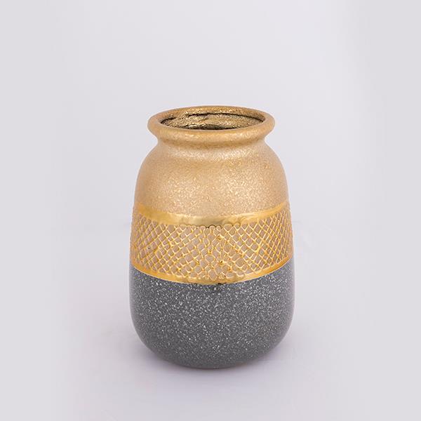 Διακοσμητικά Επιτραπέζια 24home - ΣΗΜΑΝΤΙΚΟ: Σε περίπτωση διαφοράς τιμής από το κατάστημα ισχύει παντα και μόνο η τιμή του καταστήματος Βάζο Κεραμικό Χρυσό-Γκρι 13,5x13,5x19εκ. ESTHETI 752-20