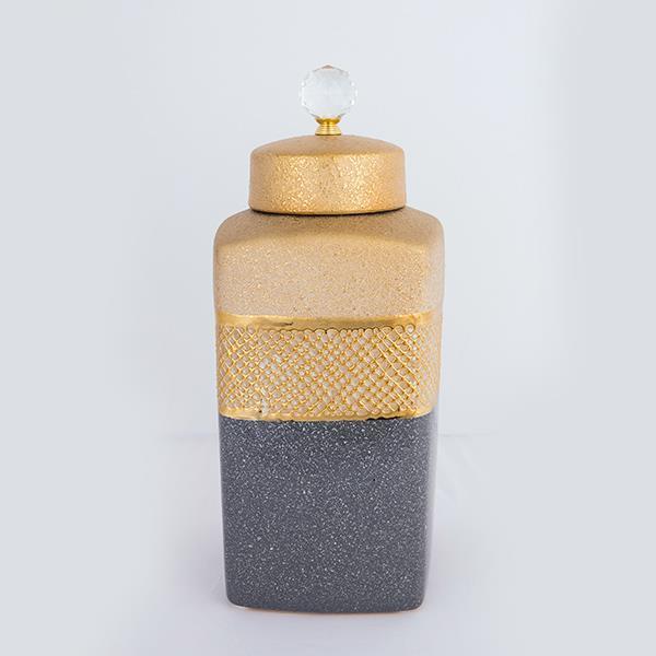 Διακοσμητικά Επιτραπέζια 24home - ΣΗΜΑΝΤΙΚΟ: Σε περίπτωση διαφοράς τιμής από το κατάστημα ισχύει παντα και μόνο η τιμή του καταστήματος Βάζο Με Καπάκι Κεραμικό Καφέ-Γκρι 16,5x16,5x36εκ. ESTHE