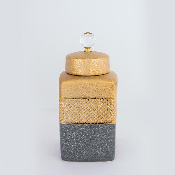 Διακοσμητικά Επιτραπέζια 24home - ΣΗΜΑΝΤΙΚΟ: Σε περίπτωση διαφοράς τιμής από το κατάστημα ισχύει παντα και μόνο η τιμή του καταστήματος Βάζο Με Καπάκι Κεραμικό Καφέ-Γκρι 14,5x14,5x30εκ. ESTHE