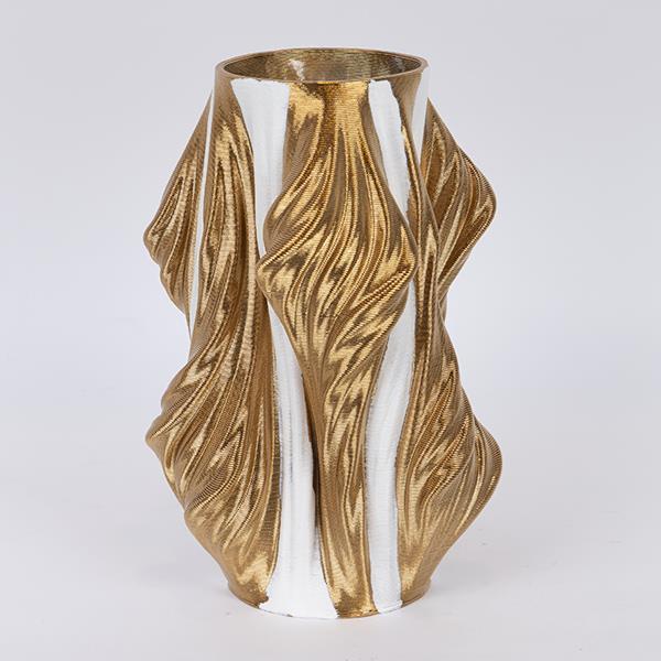 Διακοσμητικά Επιτραπέζια 24home - ΣΗΜΑΝΤΙΚΟ: Σε περίπτωση διαφοράς τιμής από το κατάστημα ισχύει παντα και μόνο η τιμή του καταστήματος Βάζο Πορσελάνης 3D Λευκό-Χρυσό 18x18x28εκ. ESTHETI 752-