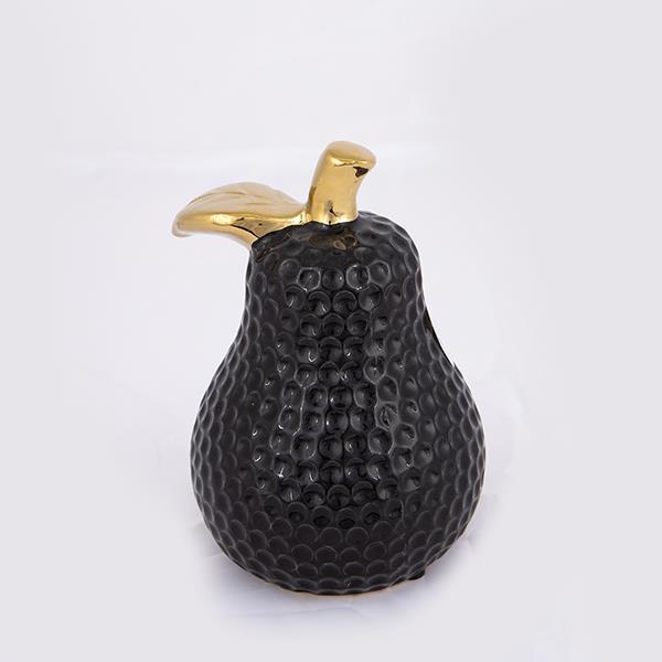 Διακοσμητικό Αχλάδι Κεραμικό Μαύρο-Χρυσό 11,5x10,5x15εκ