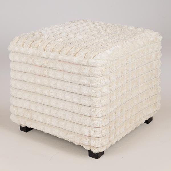 Σκαμπώ Βελούδο-Ξύλινο Λευκό 42x42x40εκ. ESTHETI 750-140