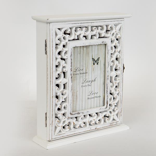 Κλειδοθήκη Ξυλόγλυπτη Λευκή-Γκρι 22x6x26,5εκ. ESTHETI 7