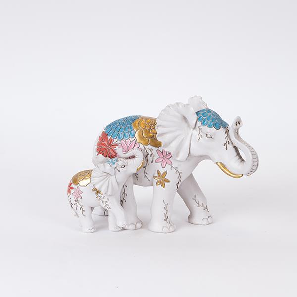 Διακοσμητικά Επιτραπέζια 24home - ΣΗΜΑΝΤΙΚΟ: Σε περίπτωση διαφοράς τιμής από το κατάστημα ισχύει παντα και μόνο η τιμή του καταστήματος Διακοσμητικοί Ελέφαντες Polyresin Λευκοί Με Λουδούδια 2