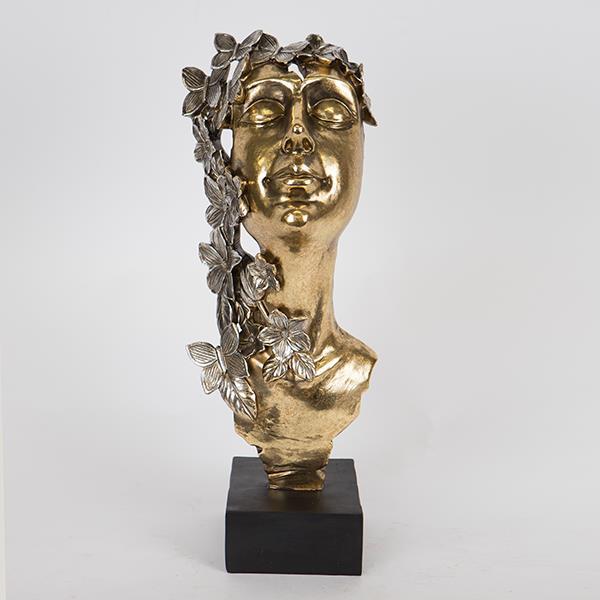 ESTHETI - ΣΗΜΑΝΤΙΚΟ: Σε περίπτωση διαφοράς τιμής από το κατάστημα ισχύει παντα και μόνο η τιμή του καταστήματος Διακοσμητικό Επιτραπέζιο Πρόσωπο Polyresin Χρυσό-Μαύρο-