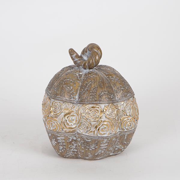 Διακοσμητική Κολοκύθα Κεραμική Χρυσή-Καφέ 15,5x15x17εκ.