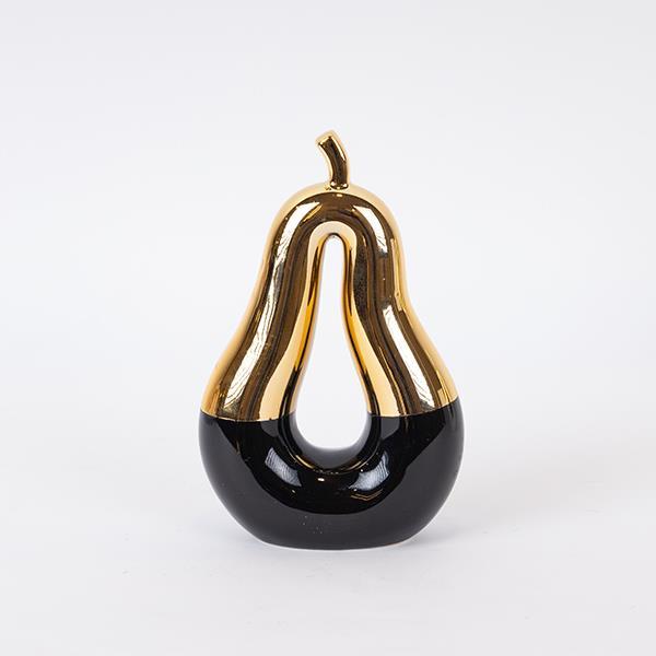 Διακοσμητικά Επιτραπέζια 24home - ΣΗΜΑΝΤΙΚΟ: Σε περίπτωση διαφοράς τιμής από το κατάστημα ισχύει παντα και μόνο η τιμή του καταστήματος Διακοσμητικό Αχλάδι Κεραμικό Μαύρο-Χρυσό 12,2x4,9x19,2ε