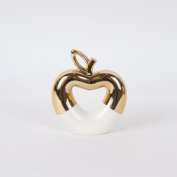 Διακοσμητικά Επιτραπέζια 24home - ΣΗΜΑΝΤΙΚΟ: Σε περίπτωση διαφοράς τιμής από το κατάστημα ισχύει παντα και μόνο η τιμή του καταστήματος Διακοσμητικό Μήλο Κεραμικό Λευκό-Χρυσό 12x4x13,8εκ. EST